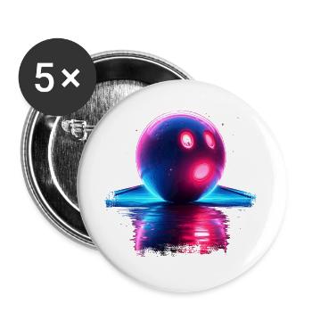 Bowling Retrowave - Buttons large 2.2''/56 mm (5-pack) - white - Front