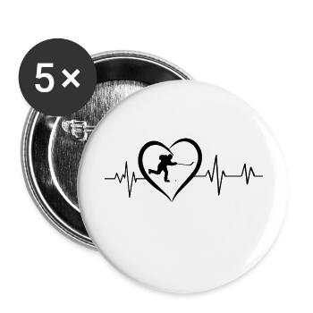 battement de cœur hockey - Lot de 5 grands badges (56 mm) - blanc - Devant