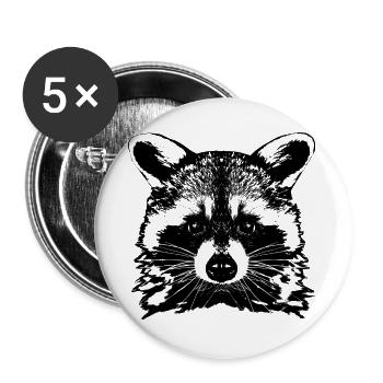 Raccoon / Raccoon / Head - Buttons large 2.2''/56 mm (5-pack) - white - Front