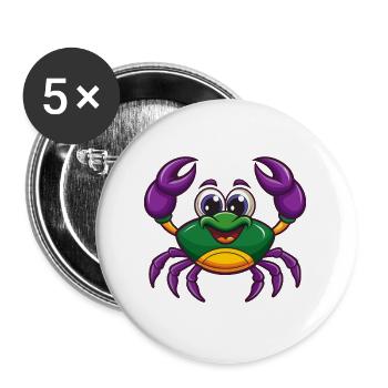 Crab Funny Kawaii Cartoon Character Clipart - Buttons large 2.2''/56 mm (5-pack) - white - Front