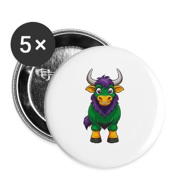 Yak Funny Kawaii Cartoon Character Clipart - Buttons large 2.2''/56 mm (5-pack) - white - Front