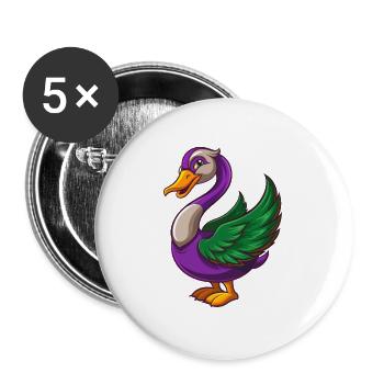 cygne drôle kawaii personnage de dessin animé clipart - Lot de 5 grands badges (56 mm) - blanc - Devant