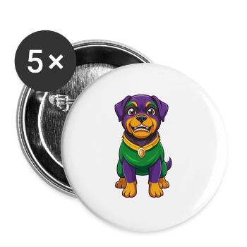 Rottweiler Dog Funny Kawaii Cartoon Character - Buttons large 2.2''/56 mm (5-pack) - white - Front