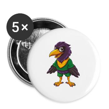 Rabe Lustige Kawaii Cartoon Figur Clipart - Buttons groß 56 mm (5er Pack) - Weiß - Vorne