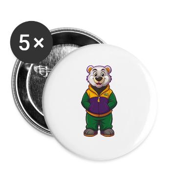 ours polaire drôle kawaii dessin animé personnage clipart - Lot de 5 grands badges (56 mm) - blanc - Devant