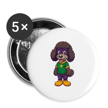 Poodle Dog Funny Kawaii Cartoon Character Clipart - Buttons large 2.2''/56 mm (5-pack) - white - Front