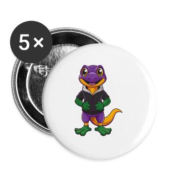 Salamandre Drôle Kawaii Dessin animé Personnage Clipart - Lot de 5 grands badges (56 mm) - blanc - Devant