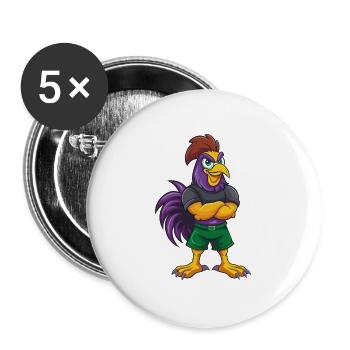Rooster Funny Kawaii Cartoon Character Clipart - Buttons large 2.2''/56 mm (5-pack) - white - Front