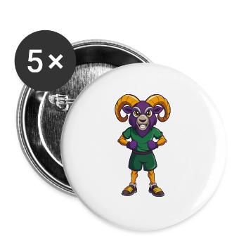 Ram Funny Kawaii Cartoon Character Clipart - Buttons large 2.2''/56 mm (5-pack) - white - Front