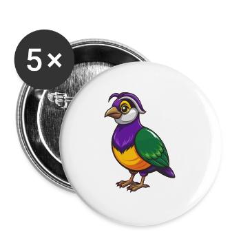 perdrix drôle Kawaii personnage de dessin animé Clipart - Lot de 5 grands badges (56 mm) - blanc - Devant
