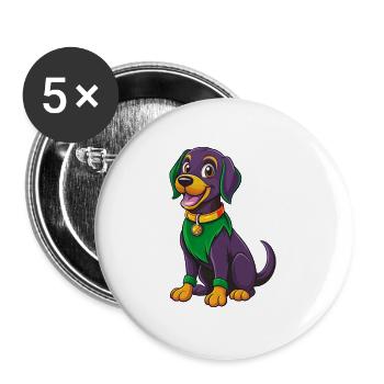 Labrador Retriever Hund Kawaii Zeichentrickfigur - Buttons groß 56 mm (5er Pack) - Weiß - Vorne