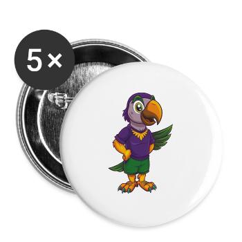 Papagei Lustige Kawaii Cartoon Figur Clipart - Buttons groß 56 mm (5er Pack) - Weiß - Vorne