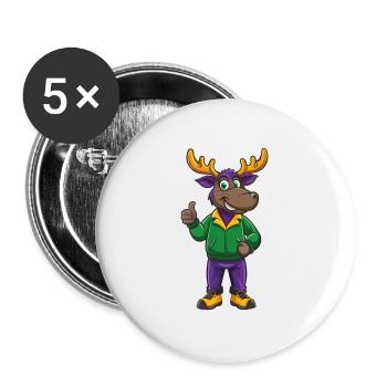 Elch Lustige Kawaii Cartoon Figur Clipart - Buttons groß 56 mm (5er Pack) - Weiß - Vorne