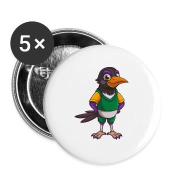 Magpie Drôle Kawaii Dessin animé Personnage Clipart - Lot de 5 grands badges (56 mm) - blanc - Devant