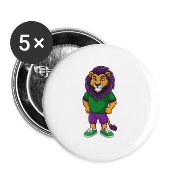 Lion Funny Kawaii Cartoon Character Clipart - Buttons large 2.2''/56 mm (5-pack) - white - Front