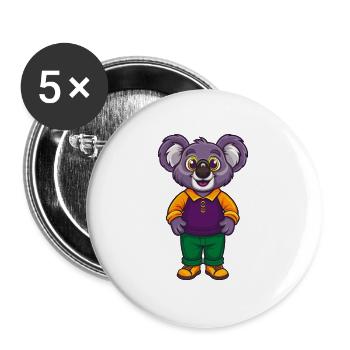 Koala Lustige Kawaii Cartoon Figur Clipart - Buttons groß 56 mm (5er Pack) - Weiß - Vorne