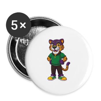 Jaguar Lustige Kawaii Cartoon Figur Clipart - Buttons groß 56 mm (5er Pack) - Weiß - Vorne
