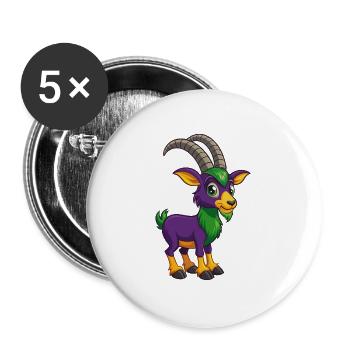 Steinbock Lustige Kawaii Cartoon Figur Clipart - Buttons groß 56 mm (5er Pack) - Weiß - Vorne