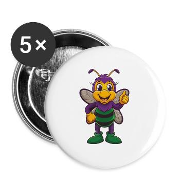 Bee Funny Kawaii Cartoon Character Clipart - Buttons large 2.2''/56 mm (5-pack) - white - Front