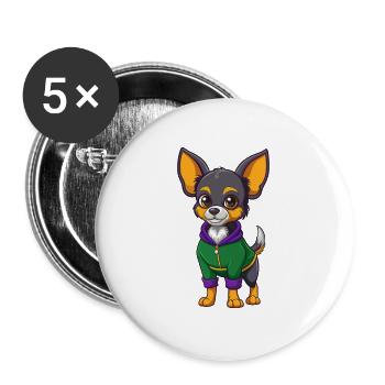 Chihuahua Dog Funny Kawaii Cartoon Character - Buttons large 2.2''/56 mm (5-pack) - white - Front