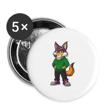 Coyote Funny Kawaii Cartoon Character Clipart - Buttons large 2.2''/56 mm (5-pack) - white - Front