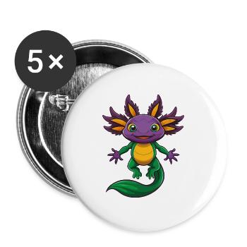 axolotl drôle kawaii dessin animé personnage clipart - Lot de 5 grands badges (56 mm) - blanc - Devant