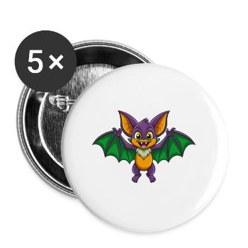Fledermaus Lustige Kawaii Cartoon Figur Clipart - Buttons groß 56 mm (5er Pack) - Weiß - Vorne