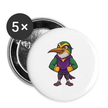 Bee Eater Funny Kawaii Cartoon Character Clipart - Buttons large 2.2''/56 mm (5-pack) - white - Front