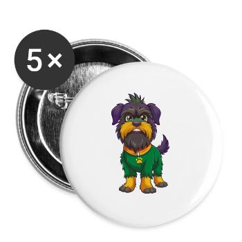 Affenpinscher chien drôle Kawaii dessin animé Clipart - Lot de 5 grands badges (56 mm) - blanc - Devant