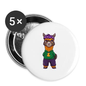 Alpaga Drôle Kawaii Dessin Animé Personnage Clipart - Lot de 5 grands badges (56 mm) - blanc - Devant