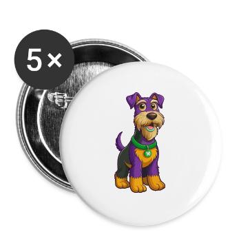 Airedale Terrier Chien Kawaii Personnage de dessin animé - Lot de 5 grands badges (56 mm) - blanc - Devant