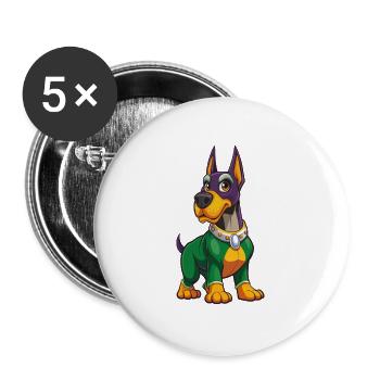 Great Dane Dog Funny Kawaii Cartoon Character - Buttons large 2.2''/56 mm (5-pack) - white - Front