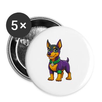 German Pinscher Dog Kawaii Cartoon Character - Buttons large 2.2''/56 mm (5-pack) - white - Front