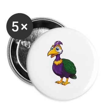 Perlhuhn Lustige Kawaii Cartoon Figur Clipart - Buttons groß 56 mm (5er Pack) - Weiß - Vorne