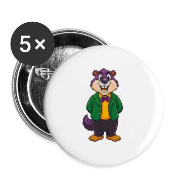 marmotte drôle Kawaii dessin animé Clipart - Lot de 5 grands badges (56 mm) - blanc - Devant
