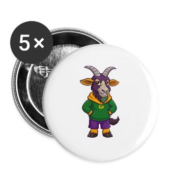 Chèvre Drôle Kawaii Dessin Animé Personnage Clipart - Lot de 5 grands badges (56 mm) - blanc - Devant