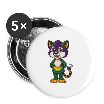 Gepard Lustige Kawaii Cartoon Figur Clipart - Buttons groß 56 mm (5er Pack) - Weiß - Vorne
