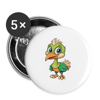 emu mignon personnage de dessin animé kawaii clipart - Lot de 5 grands badges (56 mm) - blanc - Devant