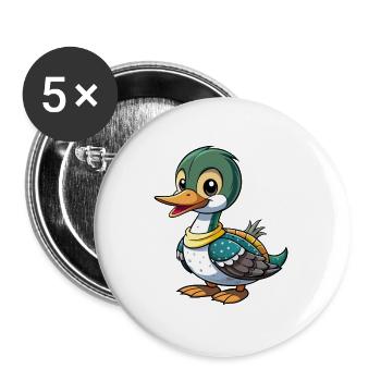 Gewöhnlicher Loon Niedliche Zeichentrickfigur Kawaii Clipart - Buttons groß 56 mm (5er Pack) - Weiß - Vorne