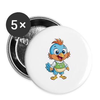 Kuckuck süße Zeichentrickfigur Kawaii Clipart - Buttons groß 56 mm (5er Pack) - Weiß - Vorne