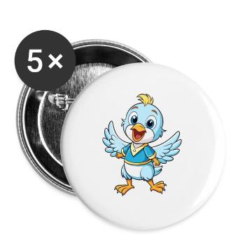 Taube Niedliche Zeichentrickfigur Kawaii Clipart - Buttons groß 56 mm (5er Pack) - Weiß - Vorne