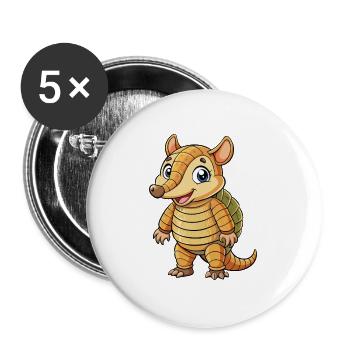 tatou mignon personnage de dessin animé Kawaii Clipart - Lot de 5 grands badges (56 mm) - blanc - Devant