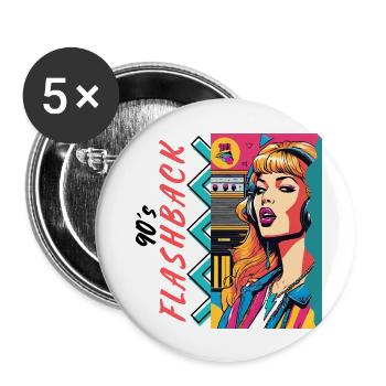 Flashback des années 90 - Lot de 5 grands badges (56 mm) - blanc - Devant