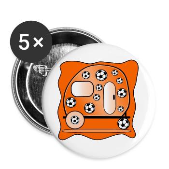 Urlaub Camping - Fußball Fußballspieler - Buttons groß 56 mm (5er Pack) - Weiß - Vorne