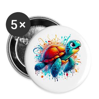 Turtle - Buttons large 2.2''/56 mm (5-pack) - white - Front