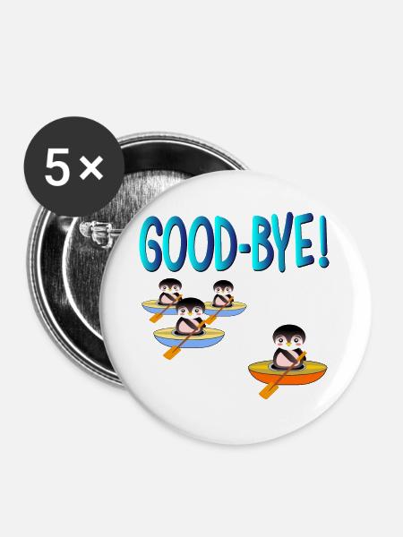 GODD-BYE ABSCHIED - Buttons groß 56 mm (5er Pack) - Weiß