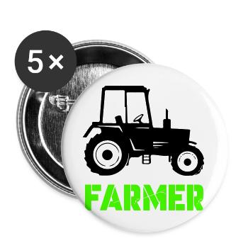 Agriculteur tracteur - Lot de 5 grands badges (56 mm) - blanc - Devant