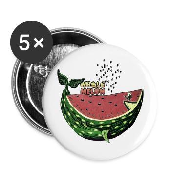 Melon baleine - Lot de 5 grands badges (56 mm) - blanc - Devant