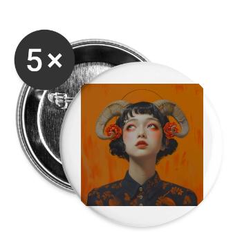 Japanese Girl Portrait - Buttons large 2.2''/56 mm (5-pack) - white - Front
