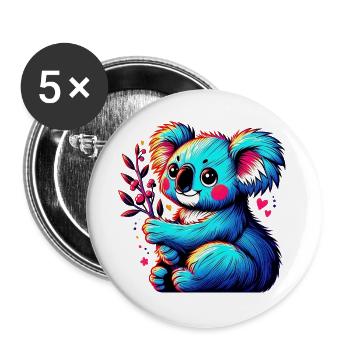 Koala - Buttons groß 56 mm (5er Pack) - Weiß - Vorne